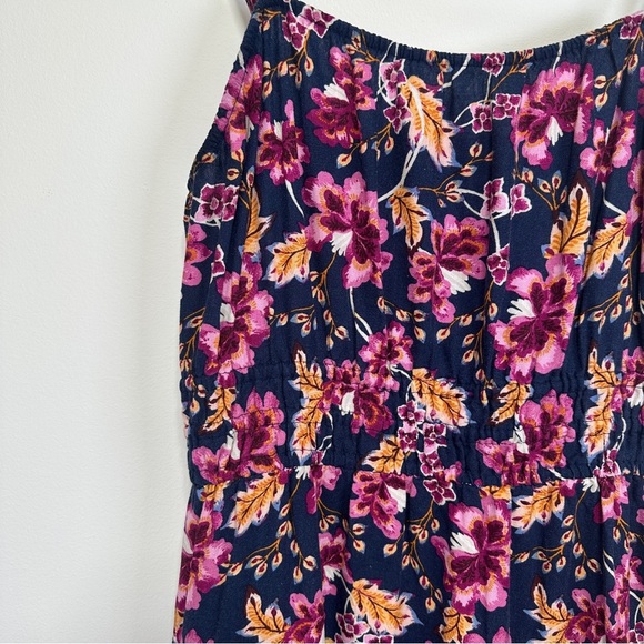 Old Navy Floral Linen-Blend Maxi Dress | Size M | Navy Pink Print | Pockets - Picture 5 of 12